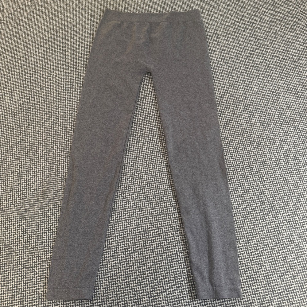 Seamless Heather Gray Thin Leggings Mid Rise Stretch Activewear S/M